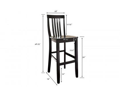 FaFurn Solid Hardwood 30-Inch Bar Stool in Wood Finish (Set of 2) - Black