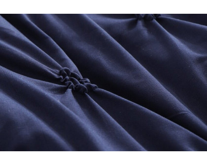 FaFurn All Season Pleated Hypoallergenic Microfiber Reversible 2 Piece Comforter Set - Navy, Twin Size