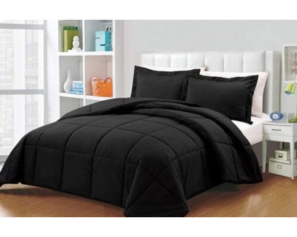 FaFurn Reversible Microfiber Down Alternative Comforter Set - Black, Twin Size