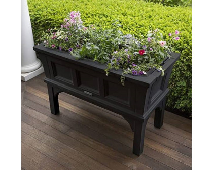 FaFurn Rectangle Garden Bed Planter Box with Removeable Trays - Black, Plastic