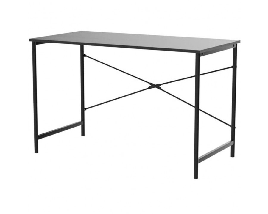 FaFurn - Modern Computer Desk with Black Metal Frame and Wood Top in Black, Metal/Wood