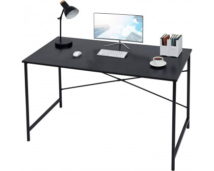 FaFurn - Modern Computer Desk with Black Metal Frame and Wood Top in Black, Metal/Wood