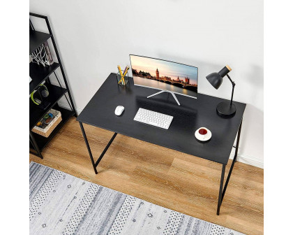 FaFurn - Modern Computer Desk with Black Metal Frame and Wood Top in Black, Metal/Wood