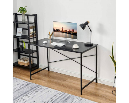 FaFurn - Modern Computer Desk with Black Metal Frame and Wood Top in Black, Metal/Wood