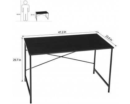 FaFurn - Modern Computer Desk with Black Metal Frame and Wood Top in Black, Metal/Wood