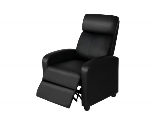 FaFurn High-Density Faux Leather Push Back Recliner Chair - Black