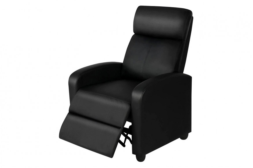 FaFurn™ High-Density Faux Leather Push Back Recliner Chair - Black