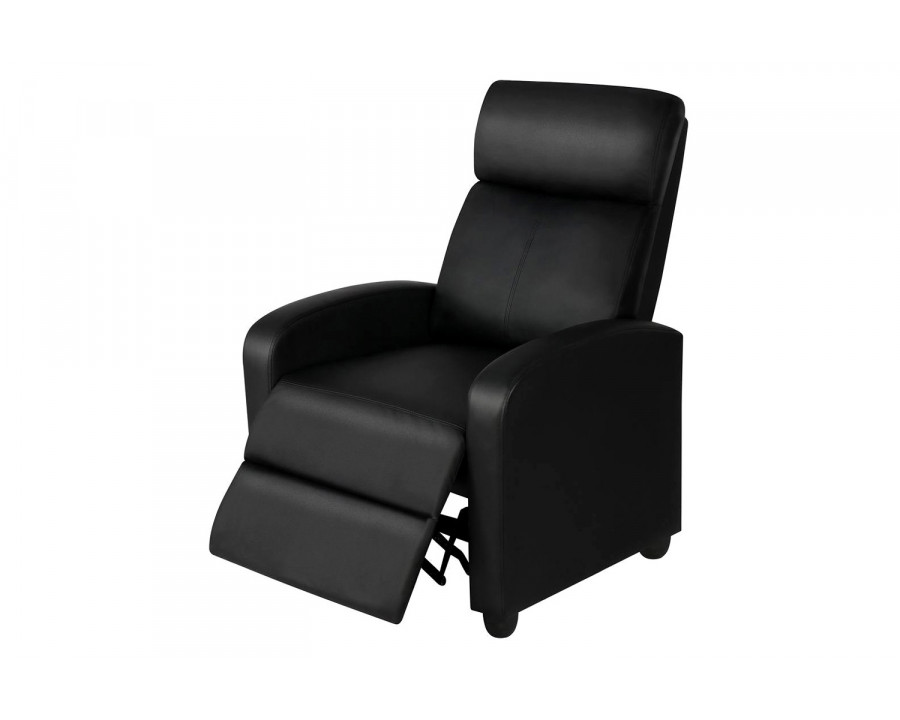 FaFurn High-Density Faux Leather Push Back Recliner Chair - Black