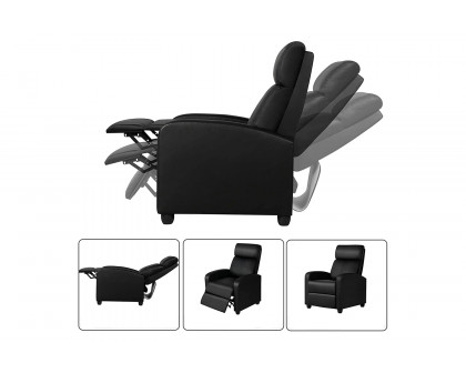 FaFurn™ High-Density Faux Leather Push Back Recliner Chair - Black