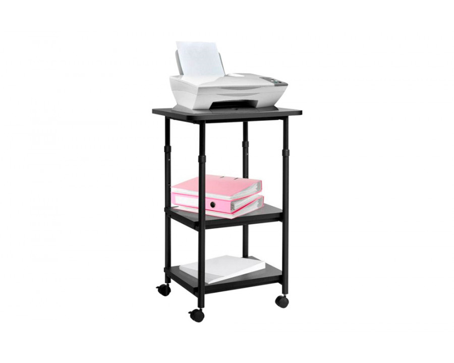 FaFurn 3-Tier Multifunction Adjustable Printer Stand on Wheels - Black, Steel/Wood