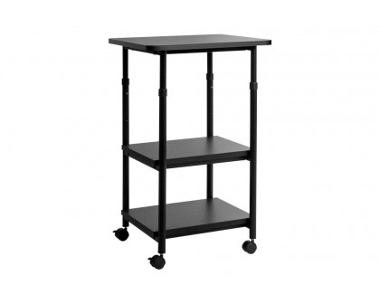 FaFurn 3-Tier Multifunction Adjustable Printer Stand on Wheels - Black, Steel/Wood