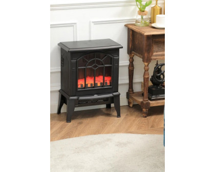 FaFurn Electric Fireplace Heater with Realistic Log Flame Led - Black