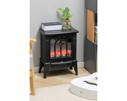 FaFurn Electric Fireplace Heater with Realistic Log Flame Led - Black