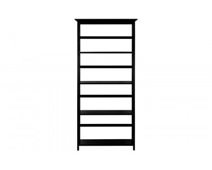 FaFurn - Tall 5-Tier Bookcase in Black Wood Finish