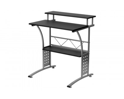 FaFurn - Modern Metal Frame Computer Desk with Laminate Top and Raised Shelf