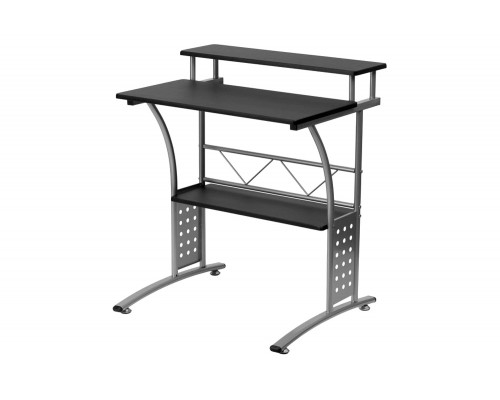 FaFurn Modern Metal Frame Computer Desk with Laminate Top and Raised Shelf - Black