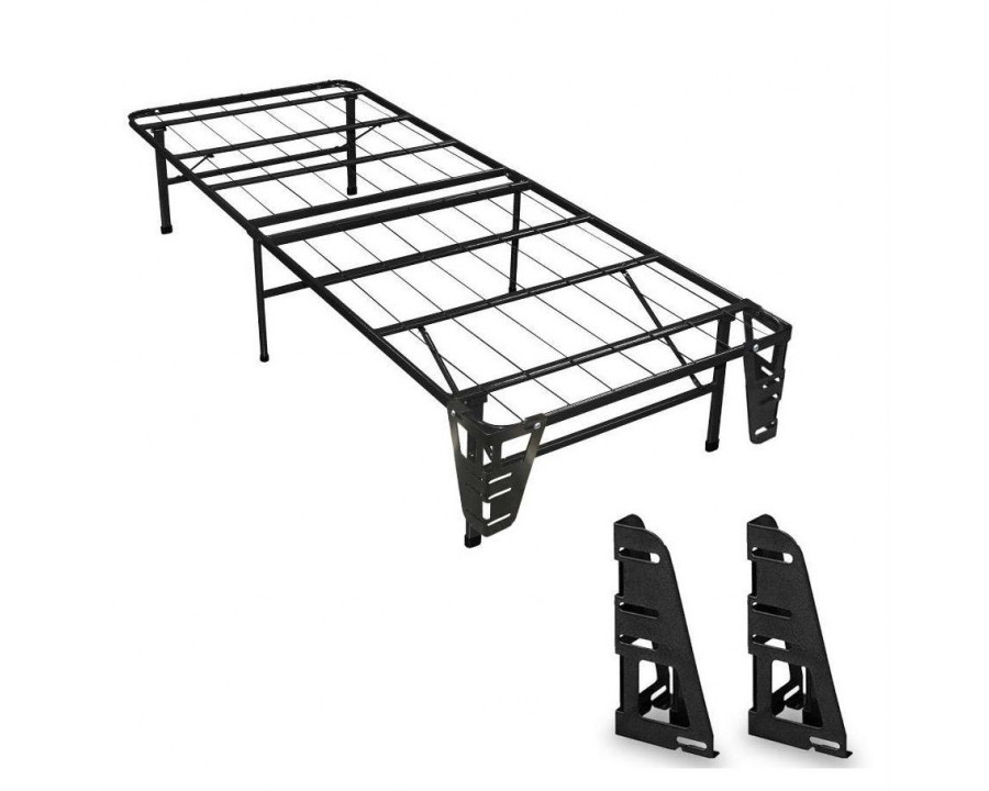 FaFurn - Twin Size Platform Bed Frame with 2 Headboard Brackets in Metal