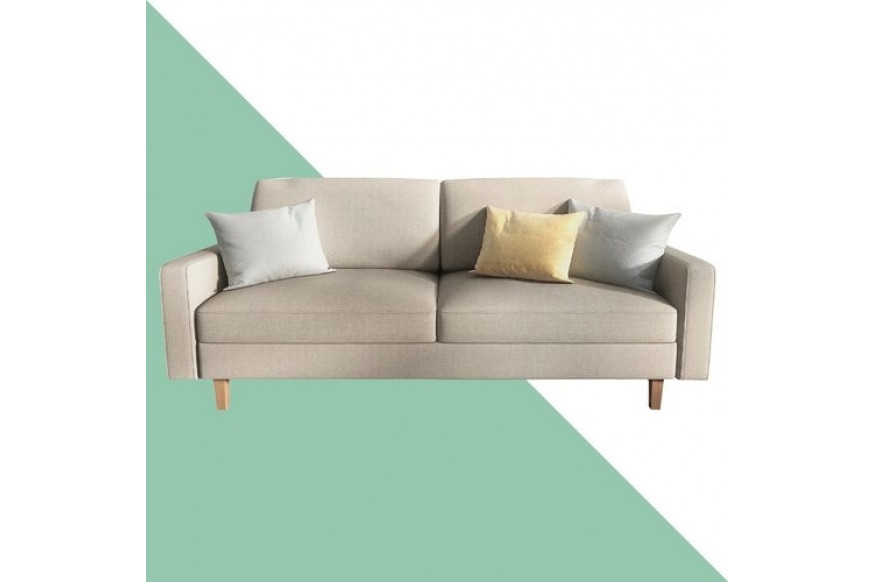 FaFurn™ Modern Sofa with Wood Legs - Beige, Linen