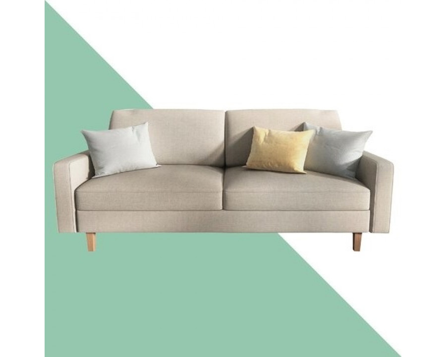 FaFurn - Modern Sofa with Wood Legs in Beige, Linen