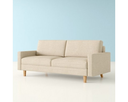 FaFurn™ Modern Sofa with Wood Legs - Beige, Linen