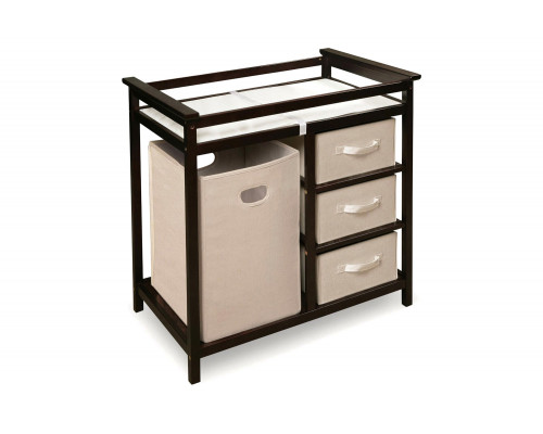 FaFurn - Baby Changing Table with 3 Baskets and Hamper in Espresso