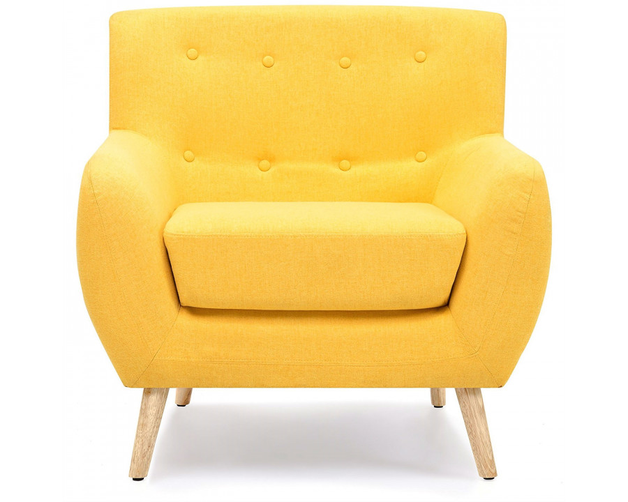 FaFurn Modern Armchair with Mid-Century Classic Style Wood Legs - Yellow