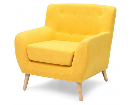 FaFurn Modern Armchair with Mid-Century Classic Style Wood Legs - Yellow