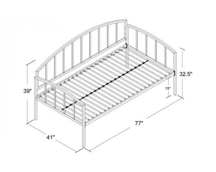 FaFurn - Twin Size Modern Black Metal Daybed