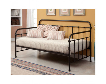 FaFurn - Twin Size Daybed Frame with Rounded Back and Sides in Dark Bronze, Metal