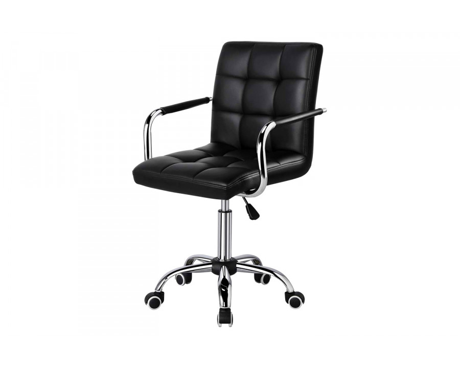 FaFurn - Modern Faux Leather Mid-Back Office Chair with Armrests and Wheels