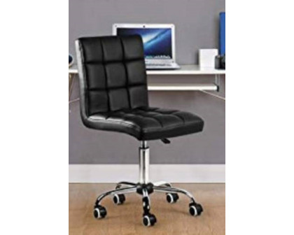 FaFurn Modern Faux Leather Mid-Back Office Chair with Armrests and Wheels - Black