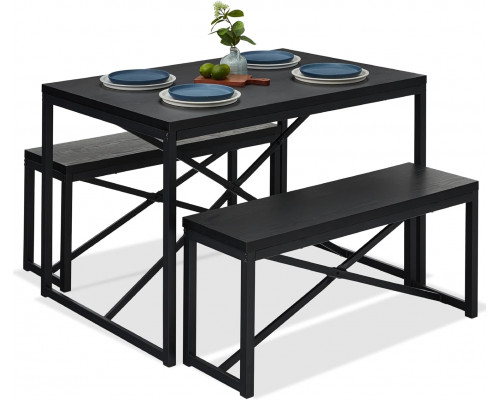 FaFurn 3-Piece Modern Dining Set - Black, Wood