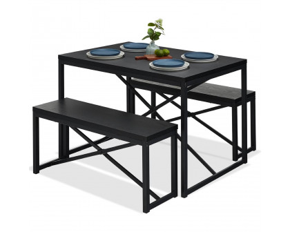 FaFurn 3-Piece Modern Dining Set - Black, Wood