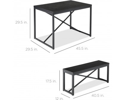 FaFurn 3-Piece Modern Dining Set - Black, Wood