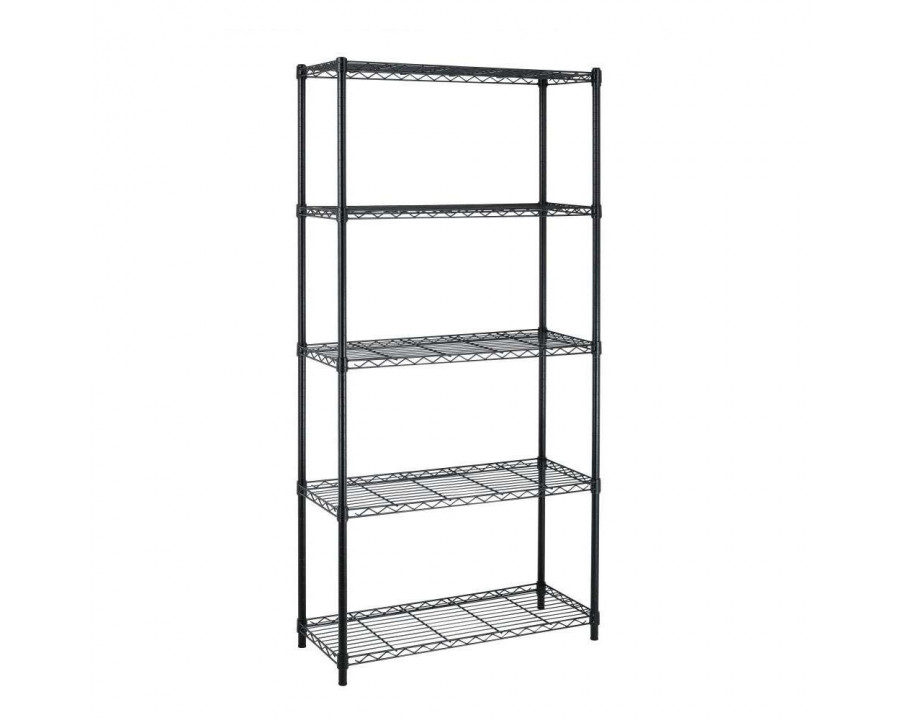 FaFurn - 5-Shelf Kitchen Storage Shelving Unit in Black, Metal