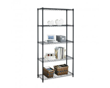 FaFurn - 5-Shelf Kitchen Storage Shelving Unit in Black, Metal