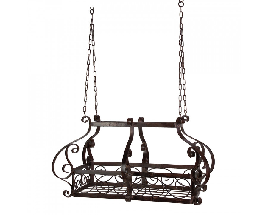 FaFurn - Bakers Rack with 12 Hooks in Brown, Metal