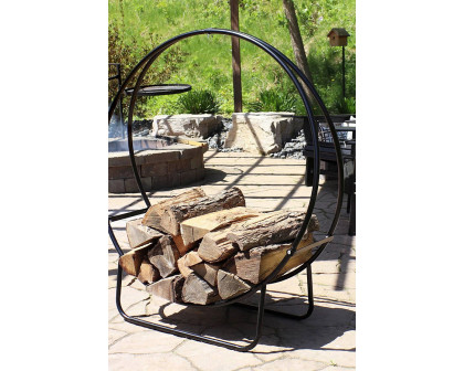 FaFurn - Modern Black Metal Indoor Outdoor Firewood Holder Log Rack