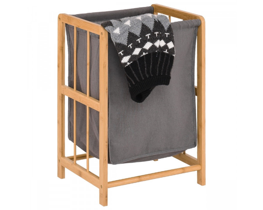 FaFurn - Laundry Hamper with Cotton Blend Clothes Bag in Bamboo/Wood