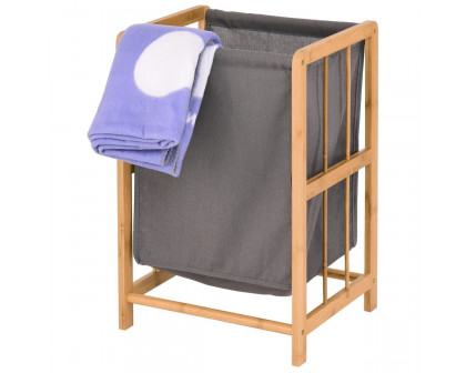 FaFurn - Laundry Hamper with Cotton Blend Clothes Bag in Bamboo/Wood