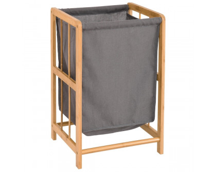 FaFurn - Laundry Hamper with Cotton Blend Clothes Bag in Bamboo/Wood