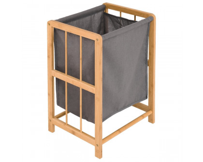 FaFurn - Laundry Hamper with Cotton Blend Clothes Bag in Bamboo/Wood