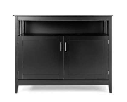 FaFurn Sideboard Buffet with Open Storage Shelf - Black, Wood