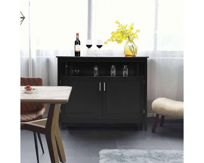 FaFurn Sideboard Buffet with Open Storage Shelf - Black, Wood