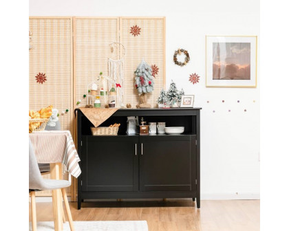 FaFurn Sideboard Buffet with Open Storage Shelf - Black, Wood