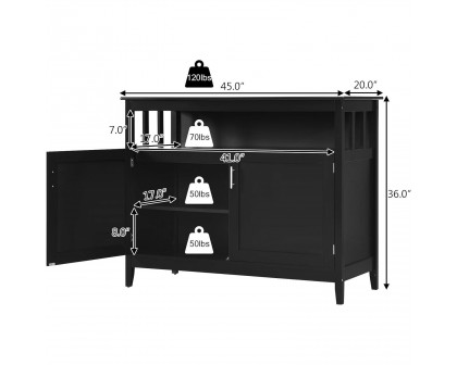 FaFurn Sideboard Buffet with Open Storage Shelf - Black, Wood