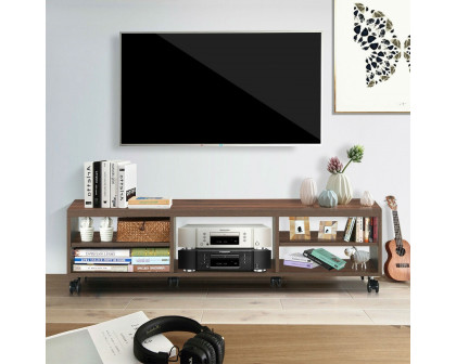 FaFurn - Modern TV Stand/Entertainment Center with 6-Wheels in Brown, Wood