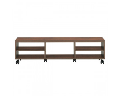 FaFurn - Modern TV Stand/Entertainment Center with 6-Wheels in Brown, Wood