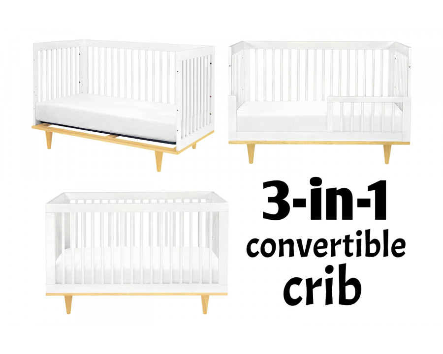 FaFurn - 3-In-1 Modern Solid Wood Crib with Mid Century Style Legs