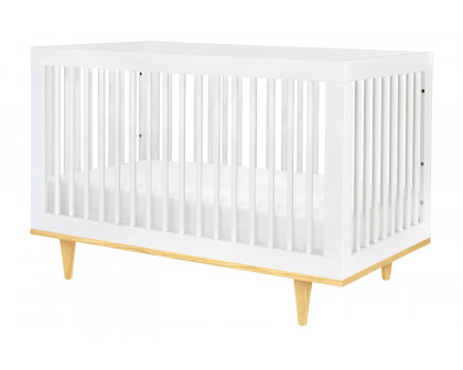 FaFurn 3-In-1 Modern Solid Wood Crib with Mid Century Style Legs - White/Natural